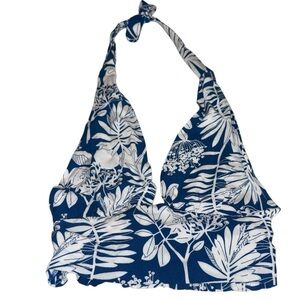 Kendall+Kylie halter top ties at bank of neck stretchy back tropical size XSmall
